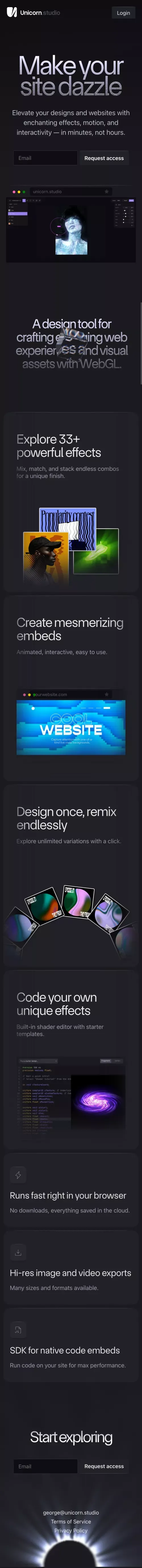 Unicorn Studio — WebGL design tool mobile view