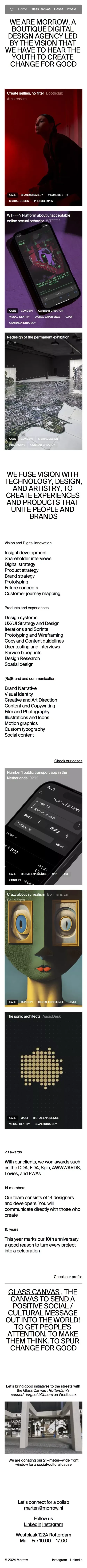 Morrow. A boutique agency mobile view
