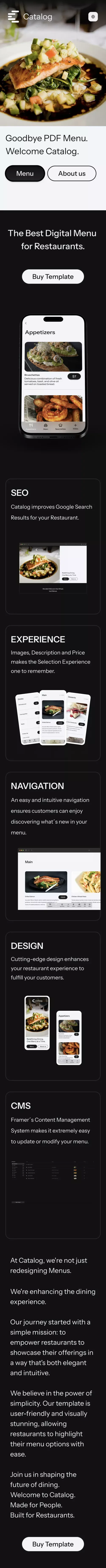 Catalog Menu for Restaurants mobile view