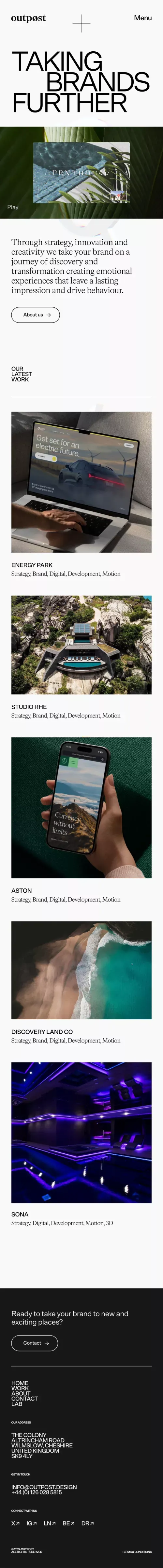 Outpost | Branding & Digital Experience Design Studio mobile view