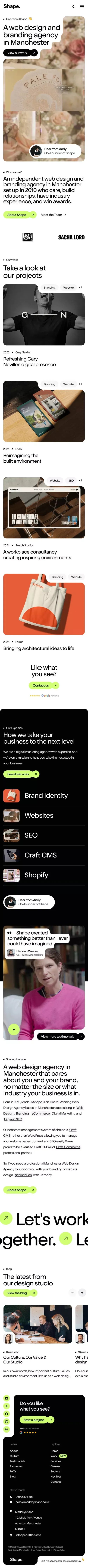Web Design Manchester | Web Design Agency | MadeByShape mobile view