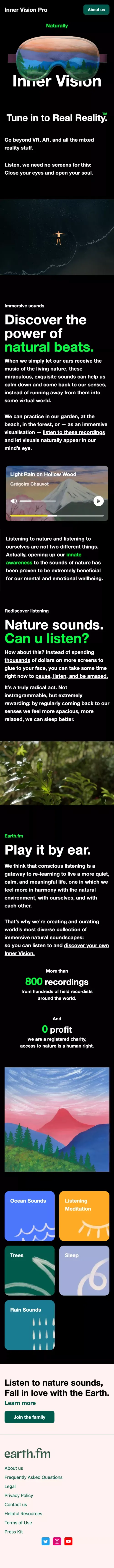 Inner Vision Pro - listen to nature sounds, fall in love with the Earth mobile view