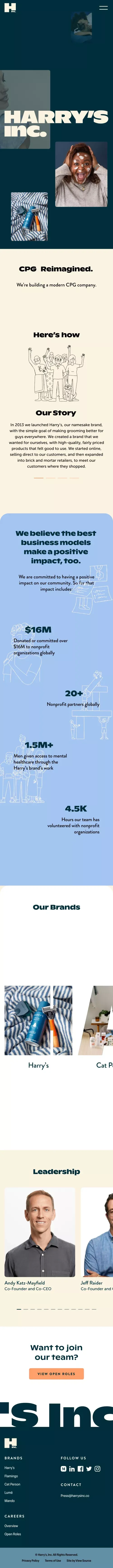 Harry's Inc. mobile view