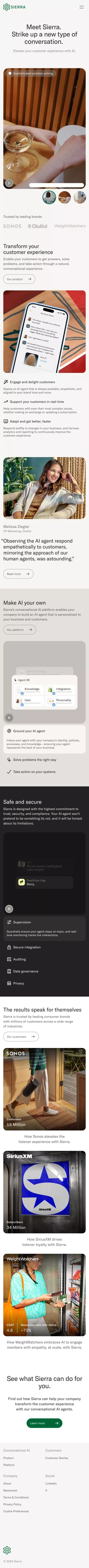 Sierra - The Conversational AI Platform mobile view