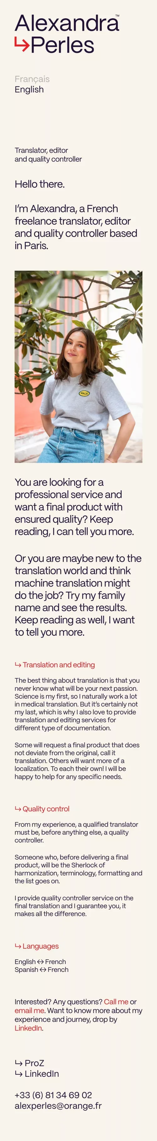 Translator, editor and quality controller – Alexandra Perles mobile view