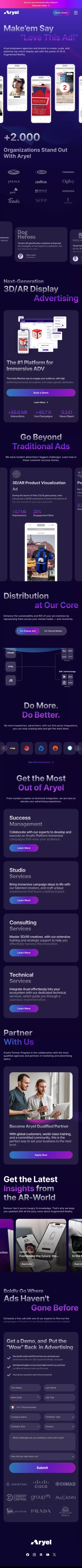 Aryel | Next-Gen 3D/AR Display Advertising mobile view