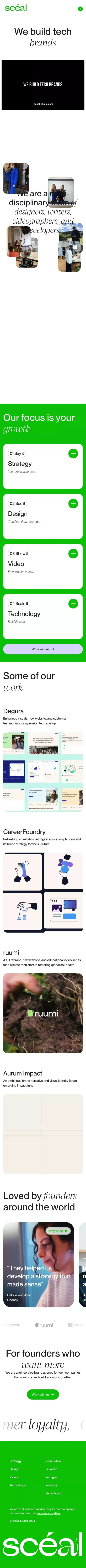 Scéal - a full service brand agency for tech companies that want to stand out mobile view