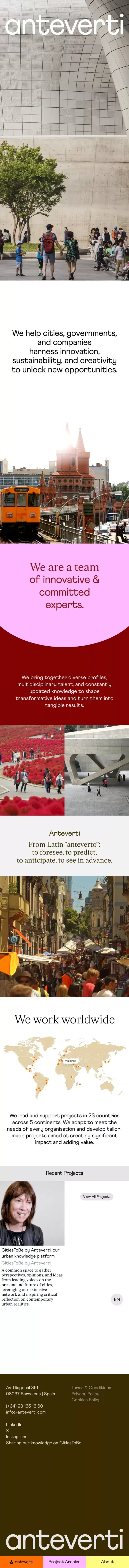 Anteverti - Let's create the future together mobile view