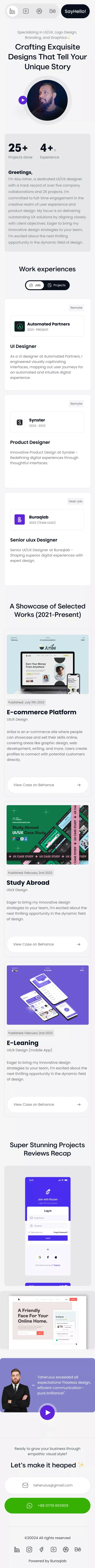 Award-winning UI/UX Design by Taher (Bangladesh) mobile view