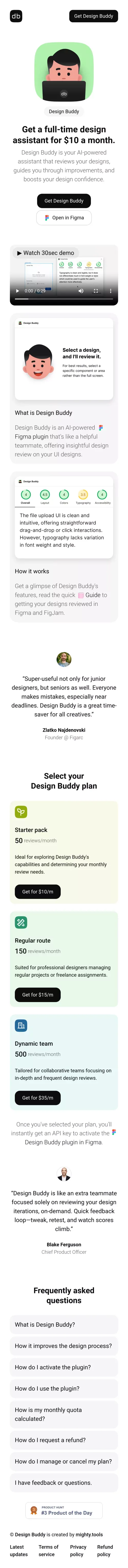 Design Buddy: AI-powered assistant that reviews your designs mobile view