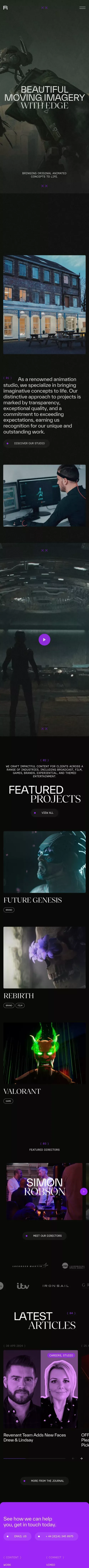 Revenant. A creative and Animation studio in the UK Revenant mobile view