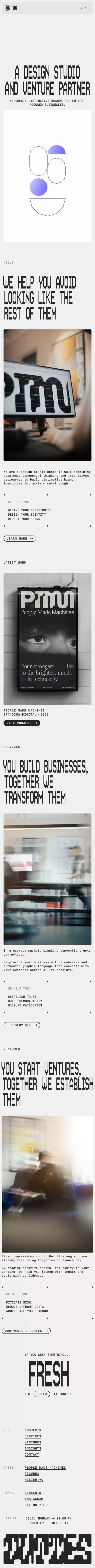 A Design Studio and Venture Partner in Oslo mobile view