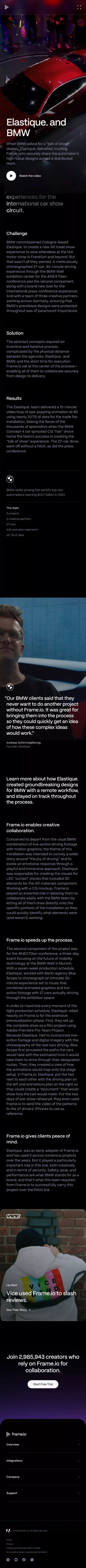 Frame.io | Elastique. & BMW mobile view