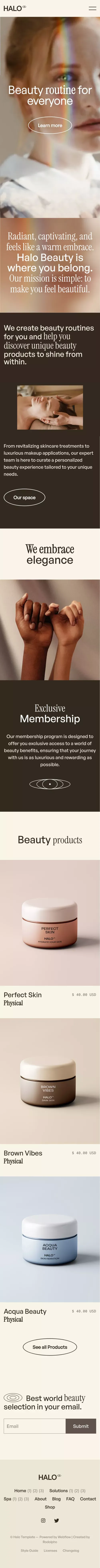 HALO | Webflow Ecommerce website template mobile view