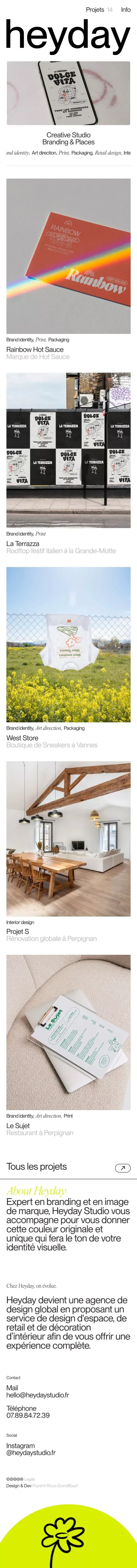 Heyday Studio — Creative Studio, Branding & Places, Toulouse mobile view