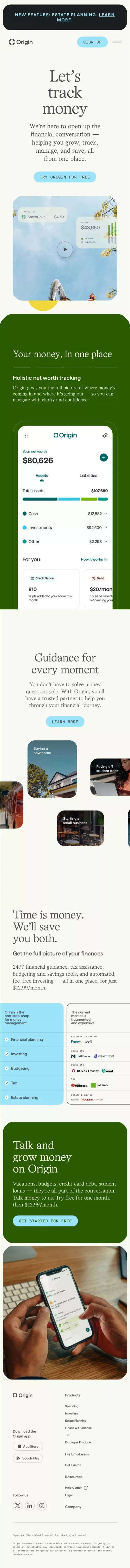 Origin - Let's Talk Money mobile view
