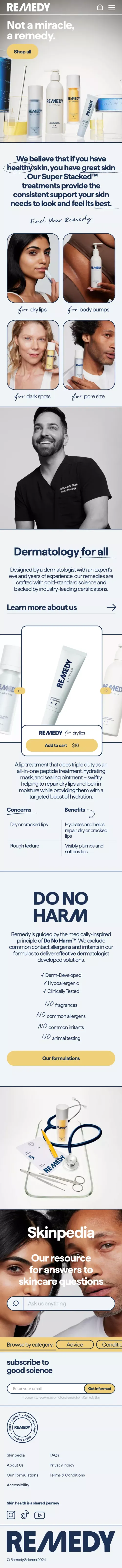 Clinically proven skincare. Not a miracle, a remedy.                         – Remedy Science by Dr. Muneeb Shah mobile view