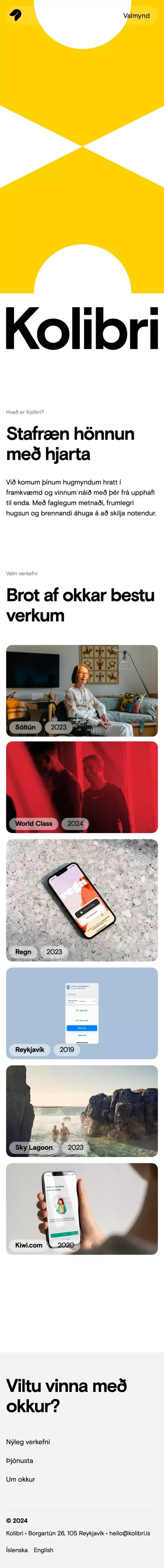 Kolibri — Stafræn hönnun með hjarta mobile view