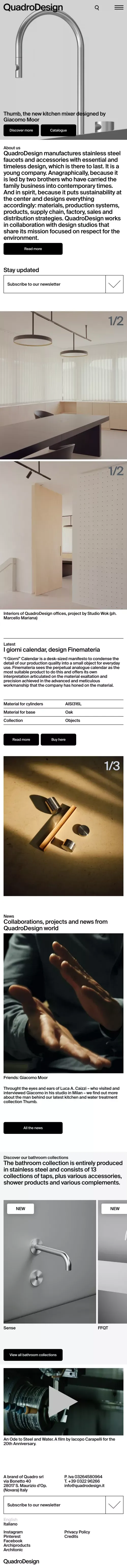 QuadroDesign: Stainless Steel Italian Faucets and Accessories mobile view