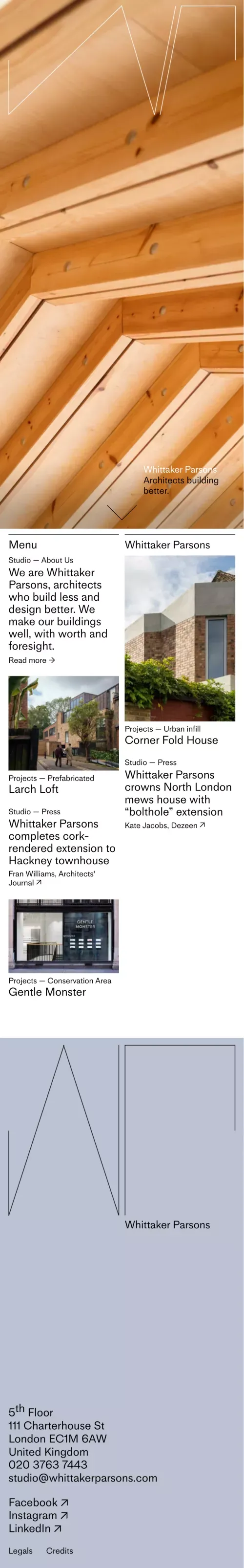 Whittaker Parsons Architecture Studio mobile view