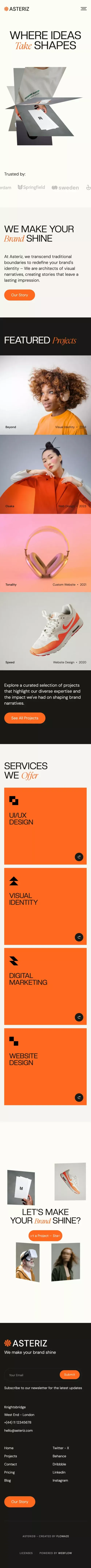 Asteriz – Webflow Ecommerce Website Template mobile view