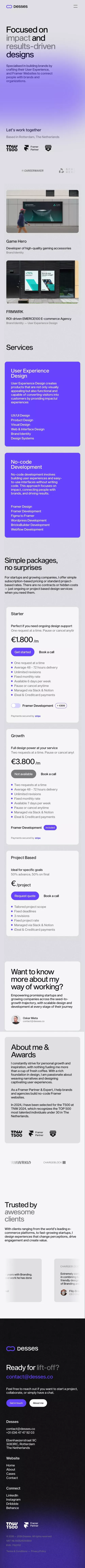 Desses — UX/UI Design & Framer Development mobile view