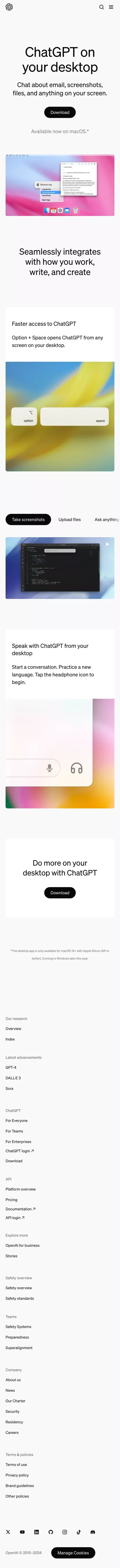 ChatGPT on your desktop mobile view