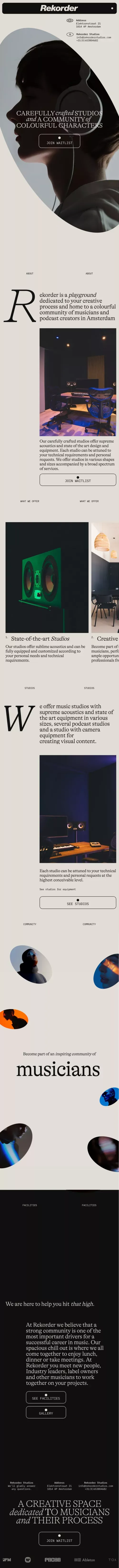 Rekorder Studios mobile view