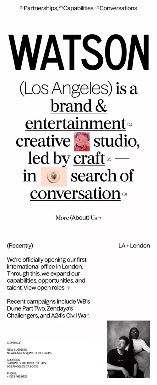 Watson — Los Angeles & London mobile view
