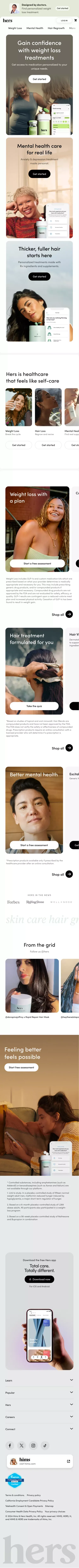 Hers for Women's Health | hers mobile view
