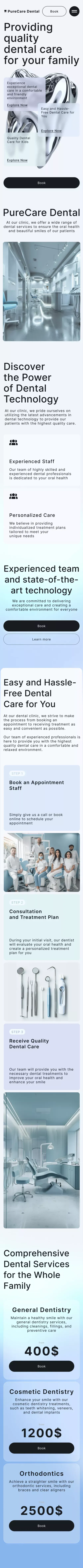 PureCare Dental mobile view