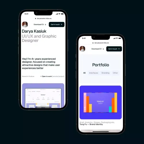 Darya Kasiuk — UI/UX and Graphic Designer mobile view
