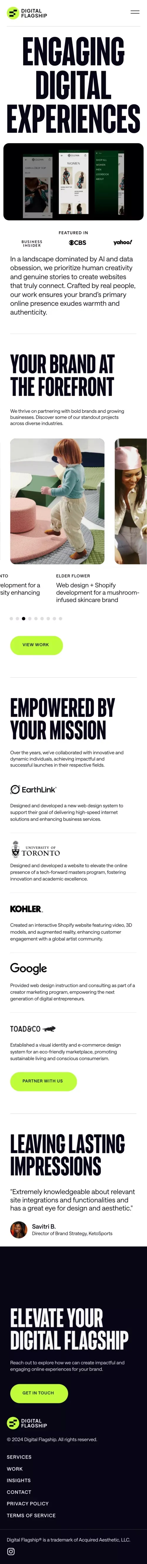 Digital Flagship™ | Engaging Websites for Bold Brands mobile view
