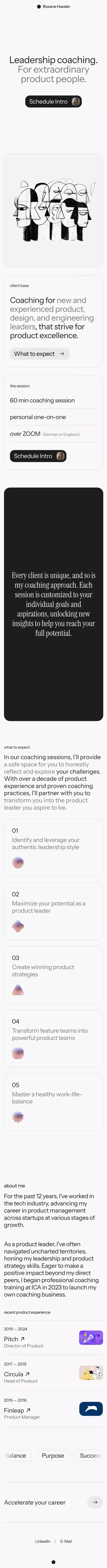 Roxane Hassler / Product Leadership Coaching mobile view