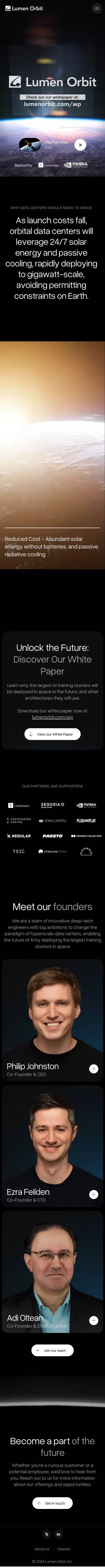 Lumen Orbit mobile view