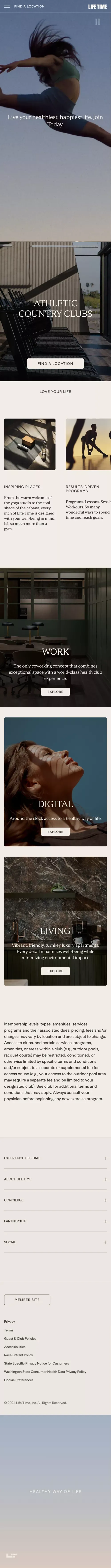 Life Time Healthy Way of Life | Join Life Time mobile view