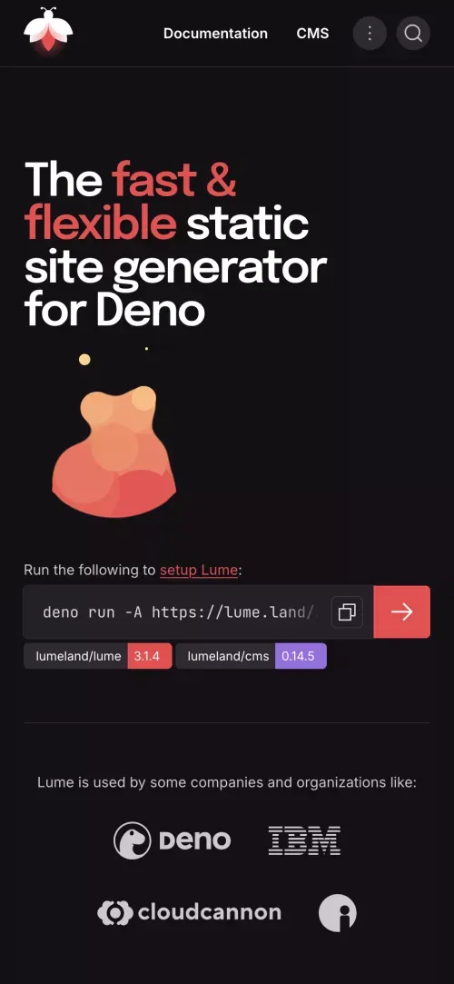 Lume, the static site generator for Deno - Lume mobile view