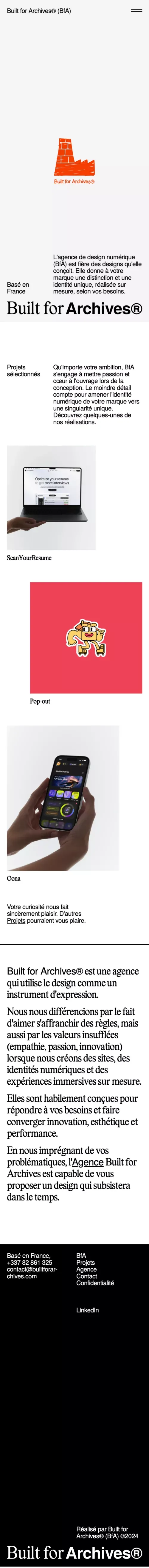 Built for Archives - Agence Digitale Créative mobile view