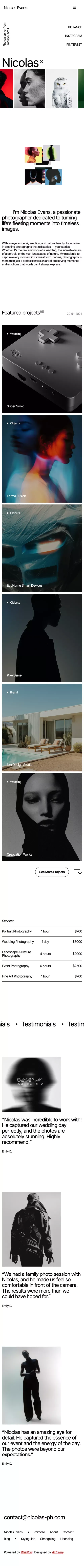 Marinie | Webflow HTML website template mobile view