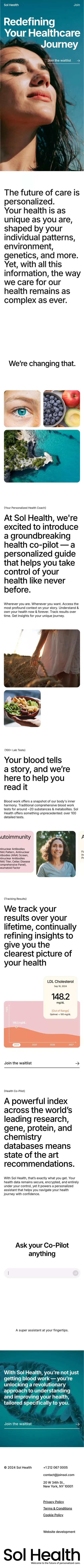 Sol Health — Your Personalized Health Co-Pilot mobile view