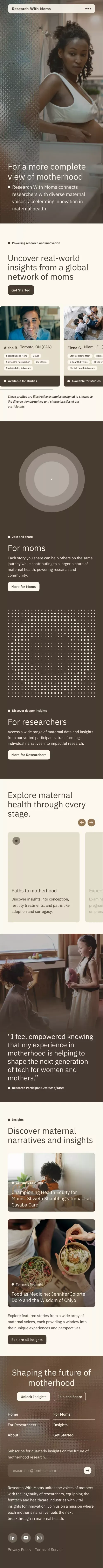 Research With Moms | Shape the future of motherhood mobile view