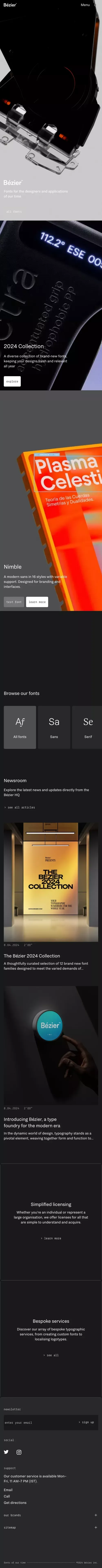 Bézier | Fonts of our time mobile view