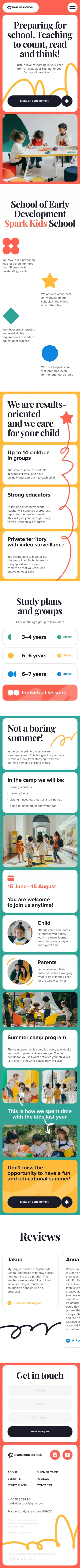 Spark kids school mobile view