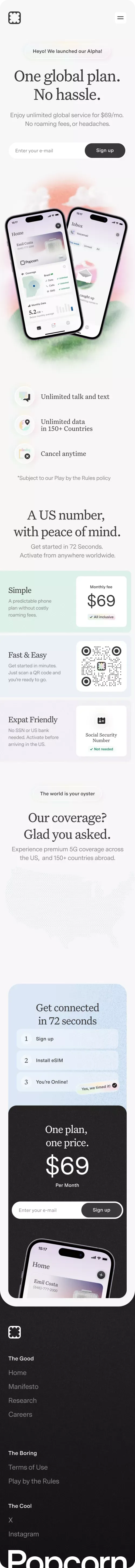 Popcorn - Global Connectivity mobile view