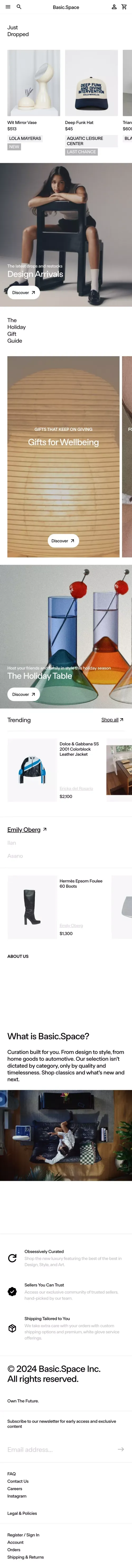 Shop Men's and Women's Fashion, Art, Lifestyle | Basic.Space mobile view
