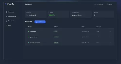 Real-Time Monitoring for Websites - Pingify mobile view