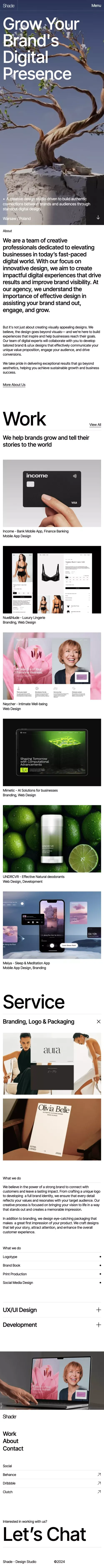 Shade - Digital Design Studio | Brand, Web Design & Mobile Apps mobile view
