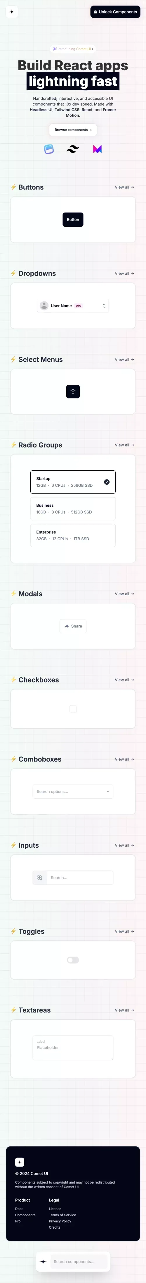 Comet UI mobile view