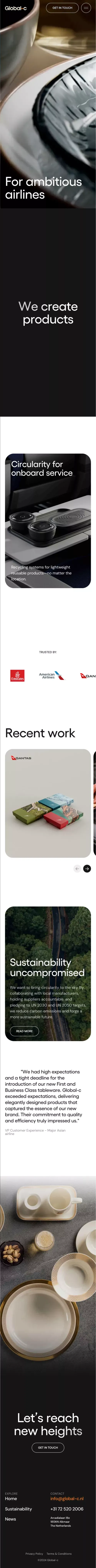 Global-c | Inflight food packaging mobile view