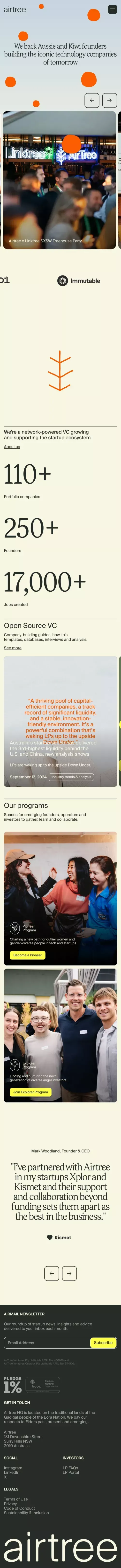 Airtree mobile view